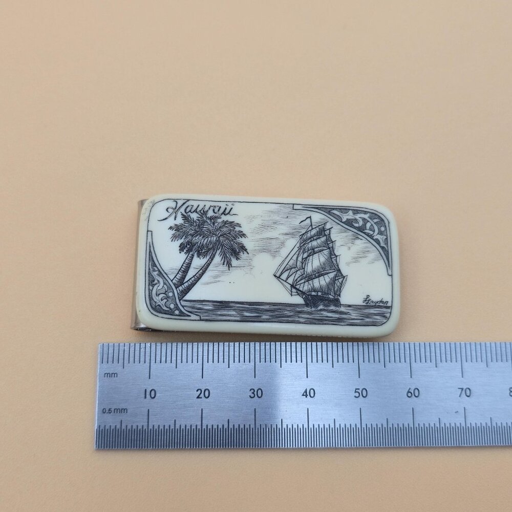 Hawaii Palm Tree And Ship Money Clip B787 - Picture 5 of 6